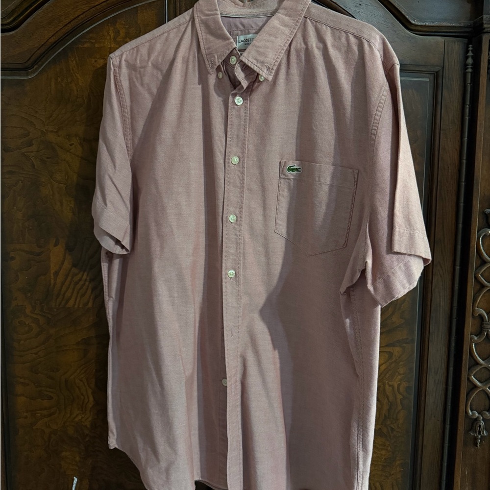 Lacoste Men's Red Button-Down Shirt